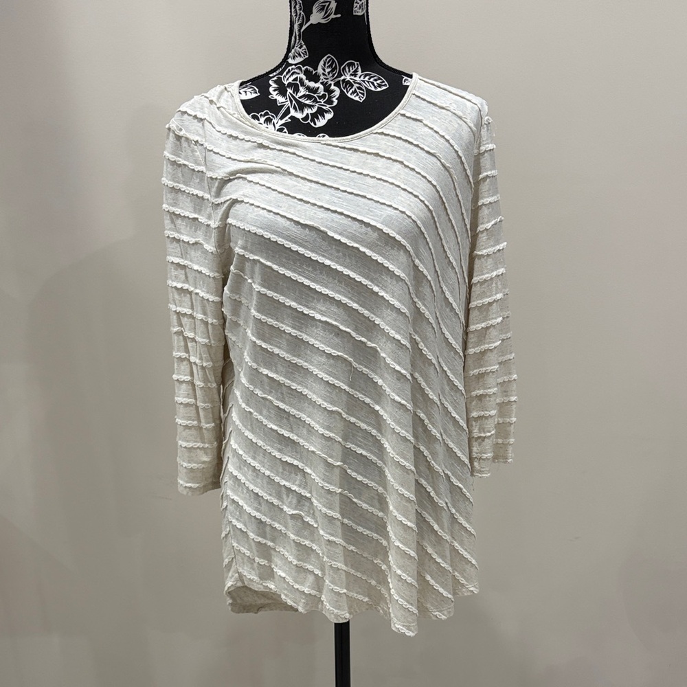 Chico's Cream Textured Women's Top Chico’s 2